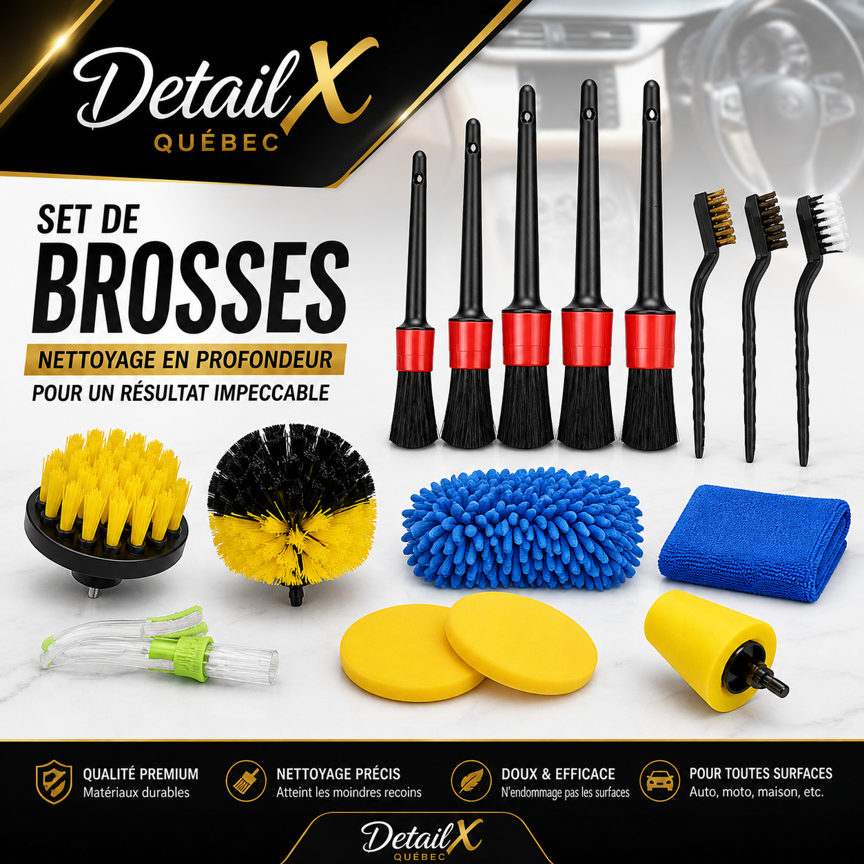 👉 Brosse à perceuse PRO – intérieur de voiture comme neuf