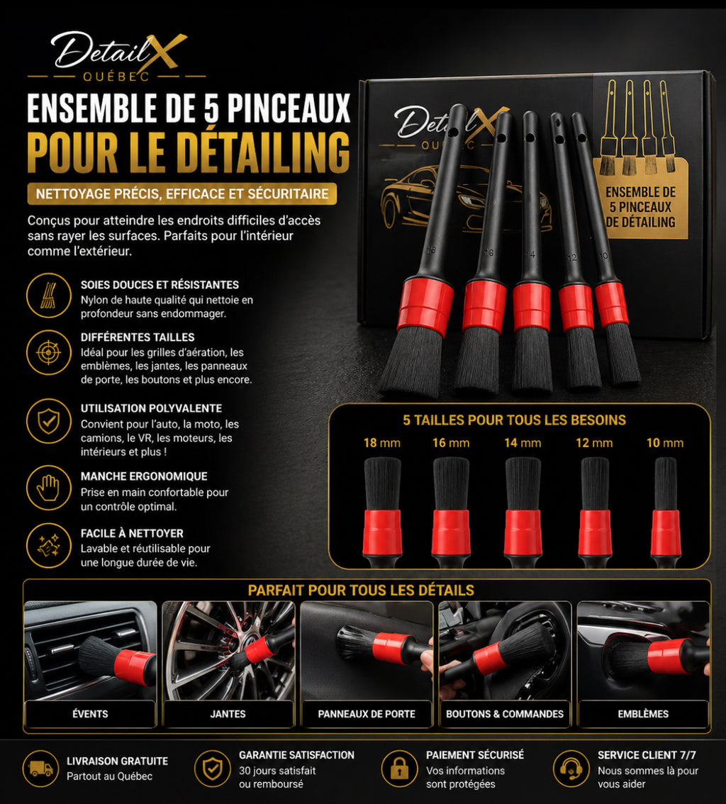 kit de brosses détailingK intérieur Nettoyage en profondeur sans effort