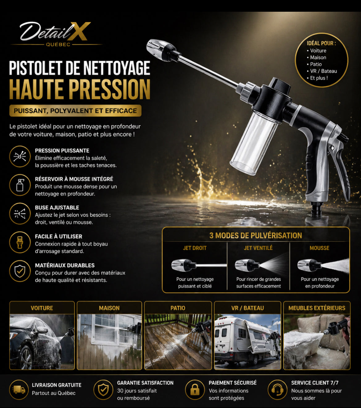 Pistolet haute pression pour nettoyage -Puissant,précis et facil à utiliser